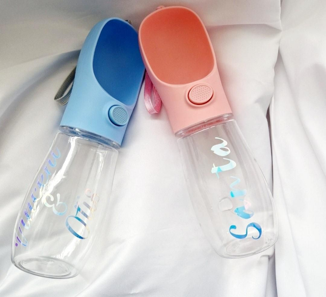 Portable Dog Water Bottle – Available in Pink and Blue, Personalization Available