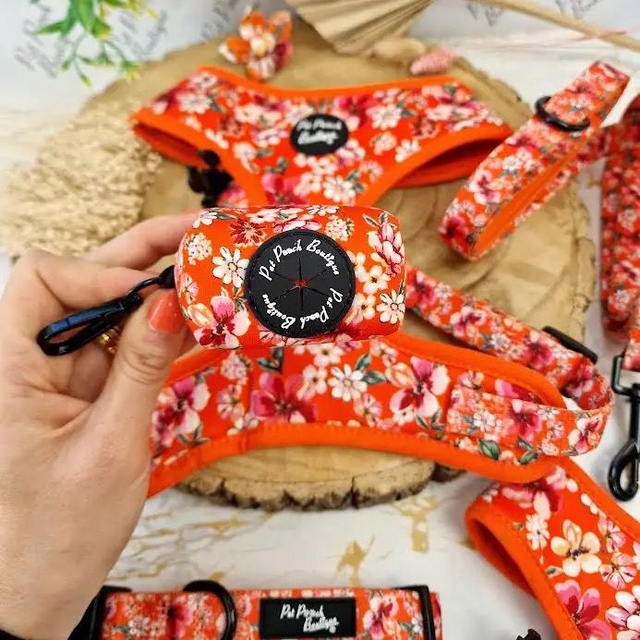 Pet Pooch Boutique Poop Bag Holder - Sweet Marmalade Blossom