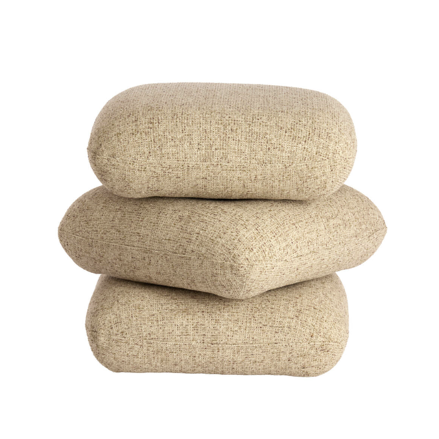 LAURIE light grey and cream pouf