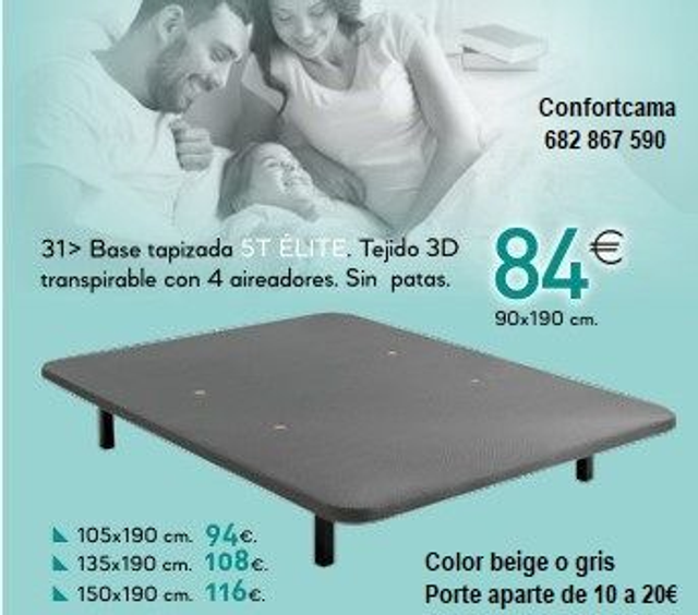 BASE TAPIZADA para camas y colchones