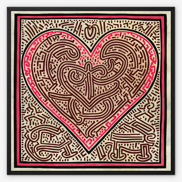 Abstract Contemporary Wall Art, Framed Canvas Unique Art, Statement Art, inspired by Keith Haring