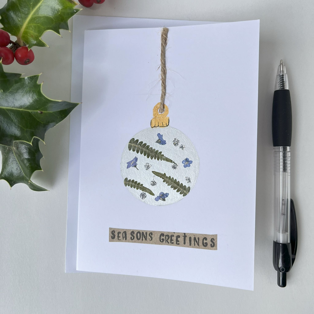 Christmas Card Sliver Bauble
