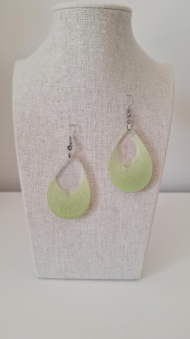 Boucles oreilles gouttes vertes et transparentes 