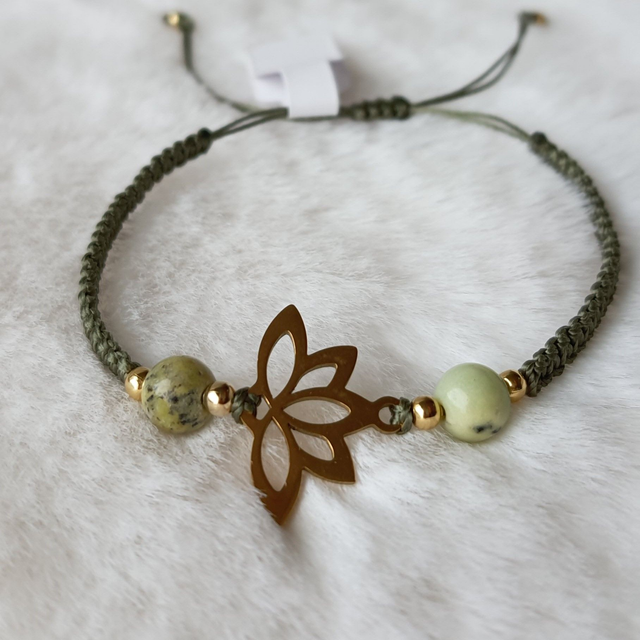 Bracelet femme Lotus &amp; Pierres "Chrysoprase"