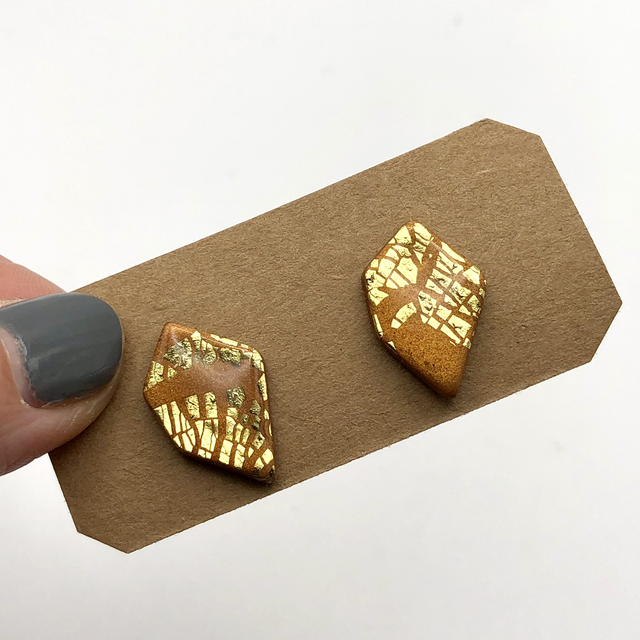 Gold leaf statement studs