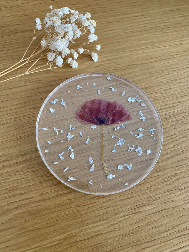 Sous verre rond - coquelicot