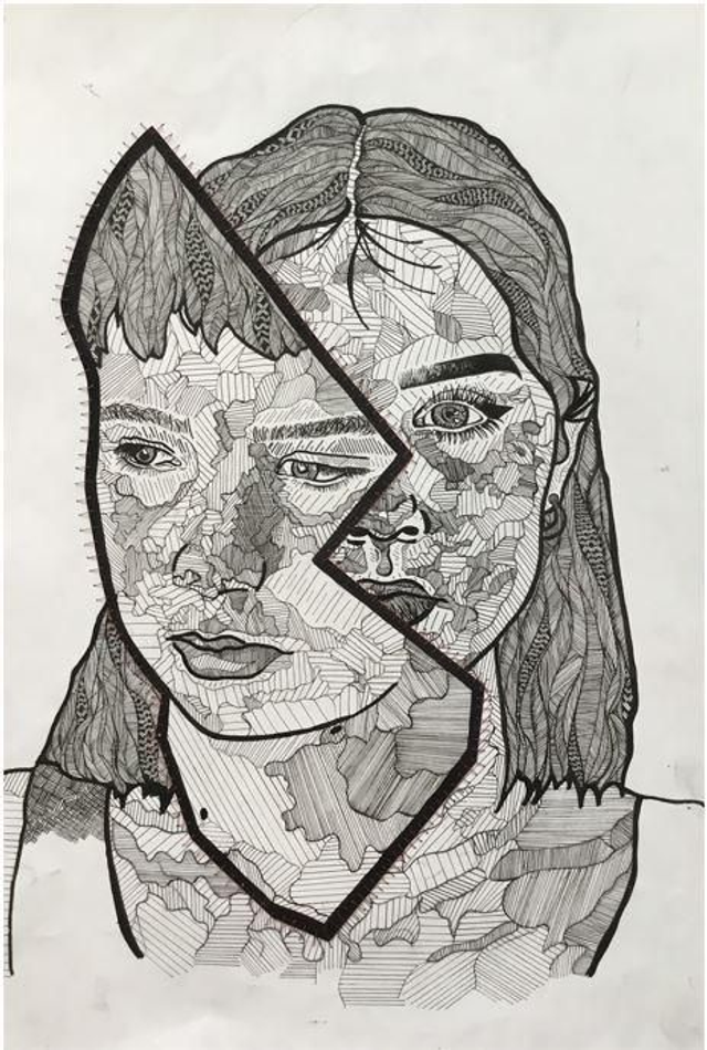 Sibling portrait in two pieces