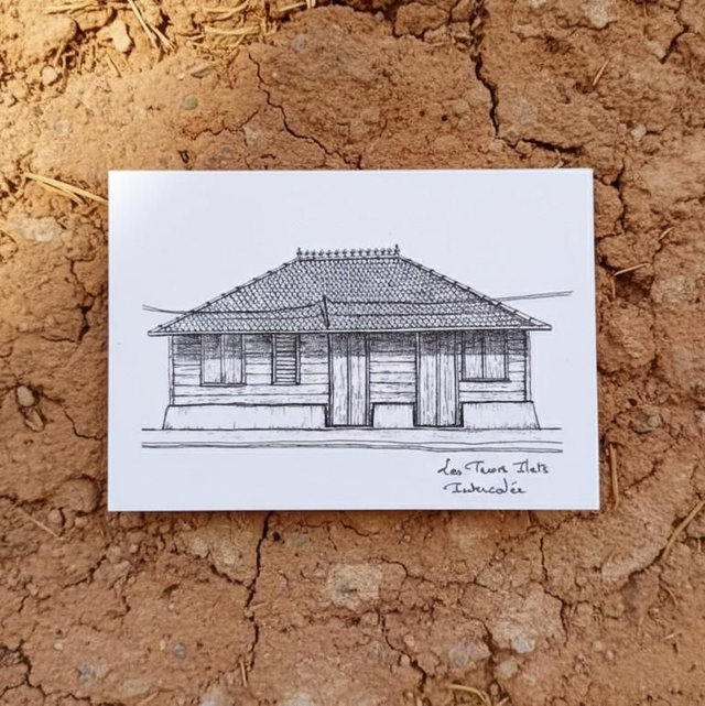 Carte postale blanc A6 - case créole #8 - Les Trois Ilets - Martinique - reproduction