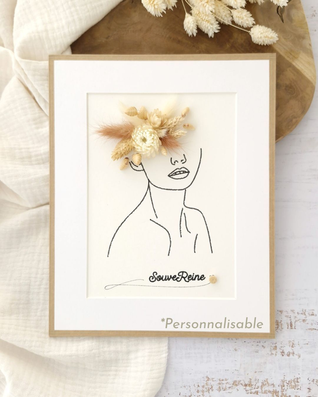 Cadre fleuri - petit modèle - Illustration Junon - Personnalisable 