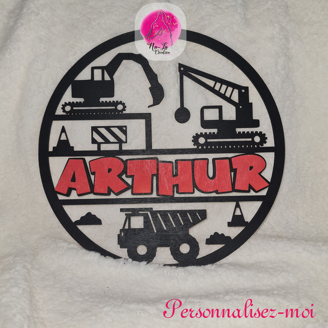 Décoration de porte ou de mur thème engins de chantier- Parfait pour les chambre d'enfants