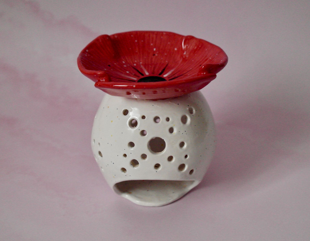 Brûle-parfum coquelicot en céramique