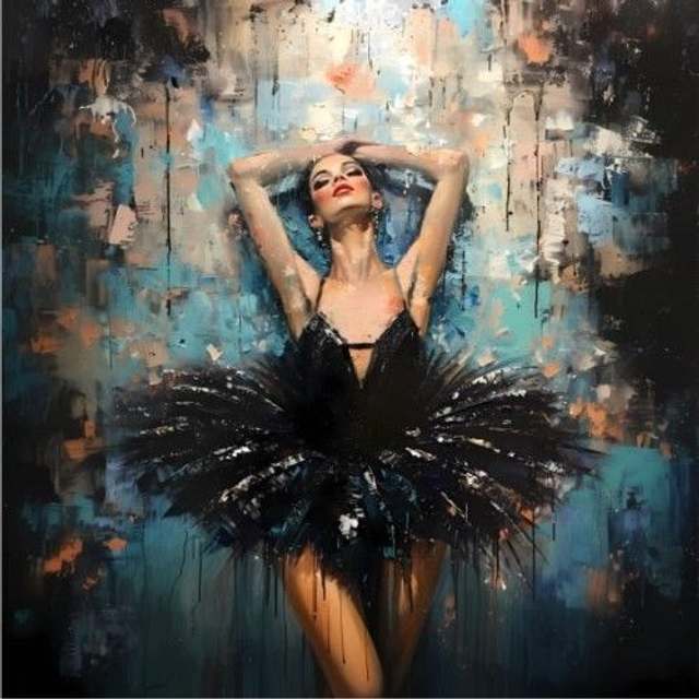Panneau Danseuse 2 en velours - 30x30cm   