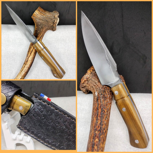 Couteau de chasse en Magnolia et son étui