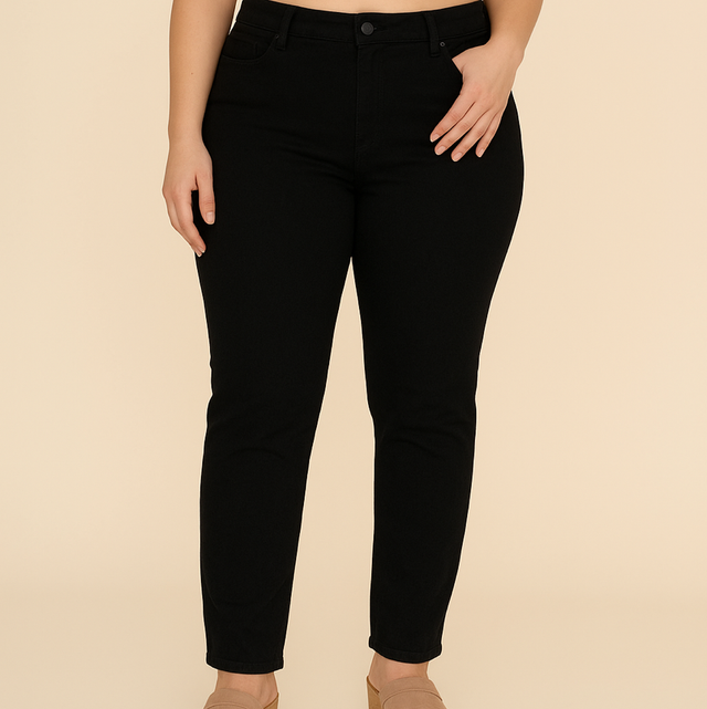 2850-Jean noir taille haute  