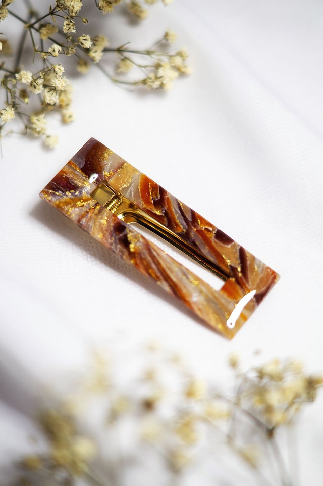 Coloris sahara - Barrette rectangle évidé