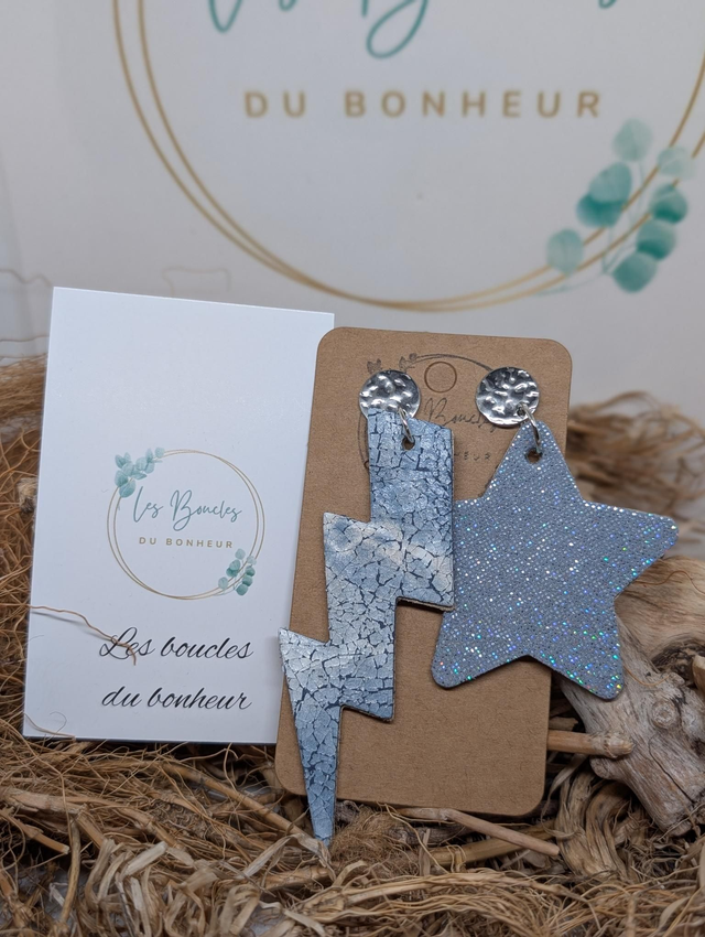 Boucles d'oreilles Asymétrique bleu glacier nc043