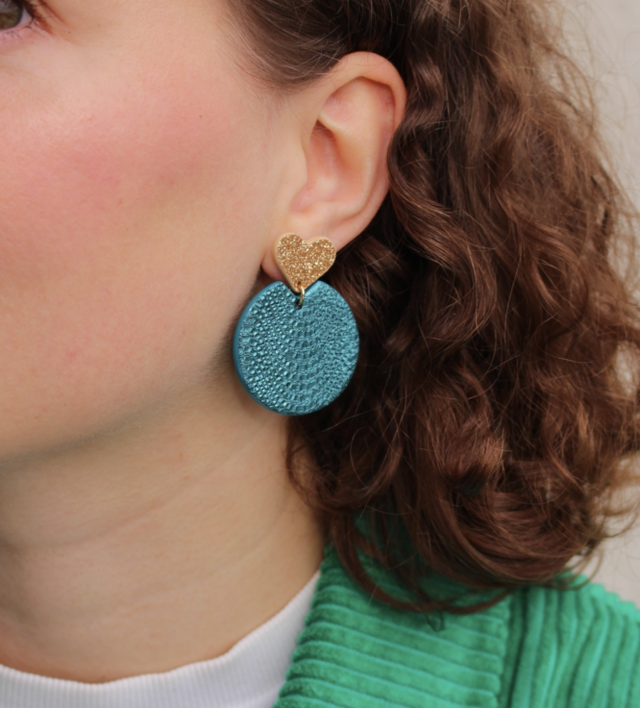 Kira • bleu métallisé, doré pailleté