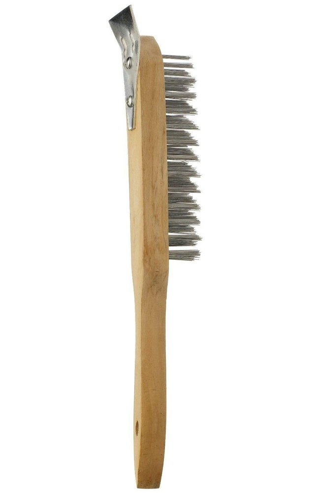 Heavy Duty 4 raw steel Wire Brush with scraper Mechanics Remove Rust Metal Paint Scale