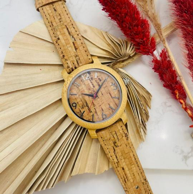 Montre bois effet liège 