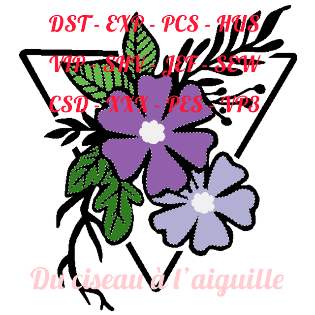 fichier broderie fleurs déco - Cadre 10x10 / 12 Formats