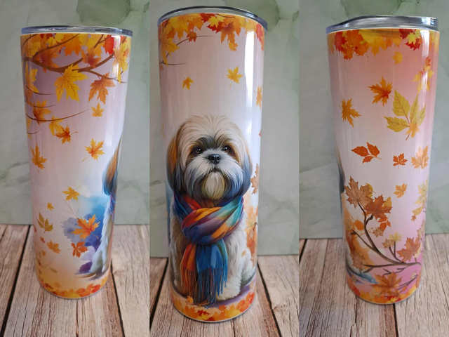 Gourde canette Lhassa Apso d automne