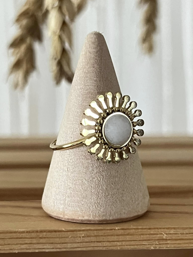 Bague Jade Blanc ajustable 