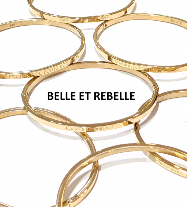 Jonc message graver BELLE ET REBELLE 