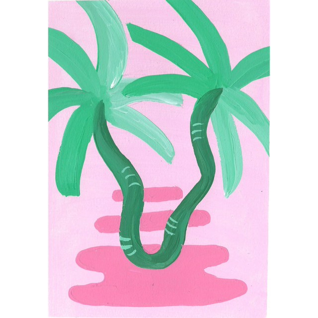 Palmiers sur son coulis de rose 