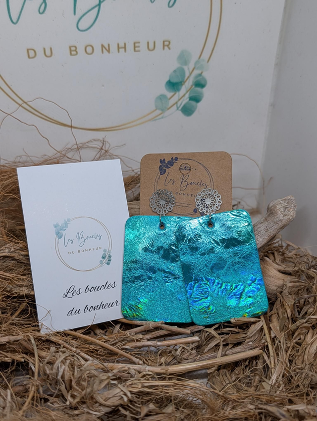 Boucles d'oreilles Léontine turquoise l006