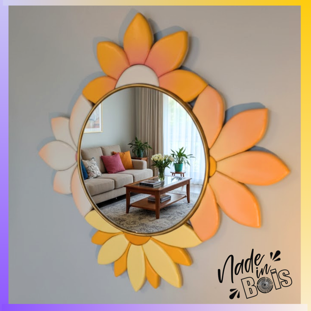 Miroir fleur camaïeu d'orange pastel 