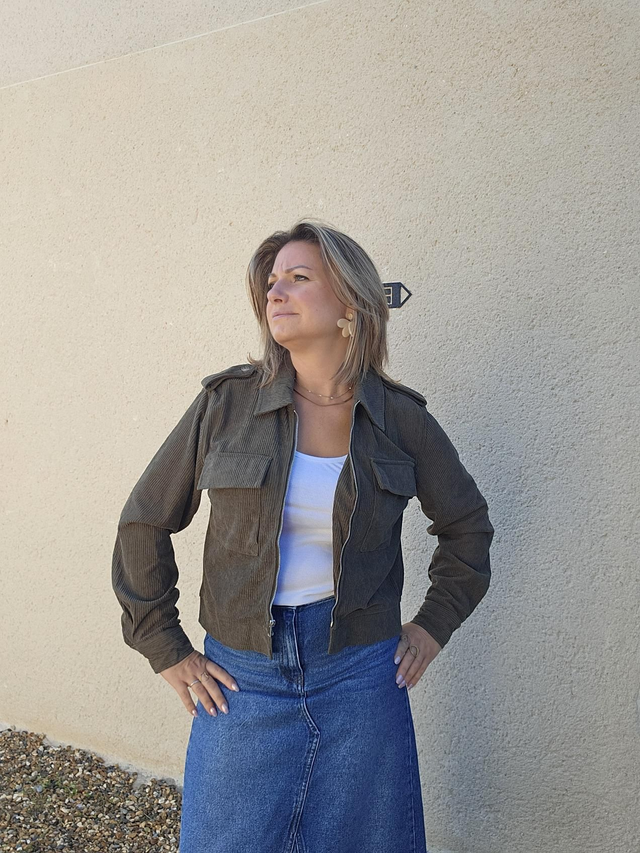 Veste velours côtelé kaki