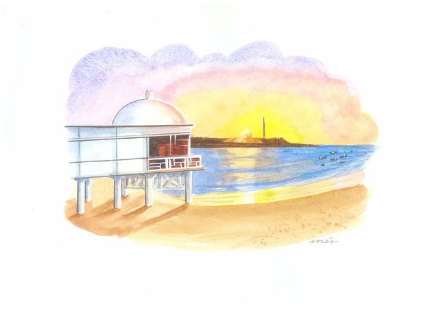 CÁDIZ - Acuarela original Tamaño A4