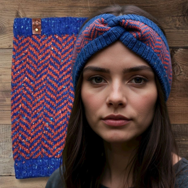Soft Merino Wool Handmade Headband and Snood 2 Piece Set (Colour: Iron Bru)