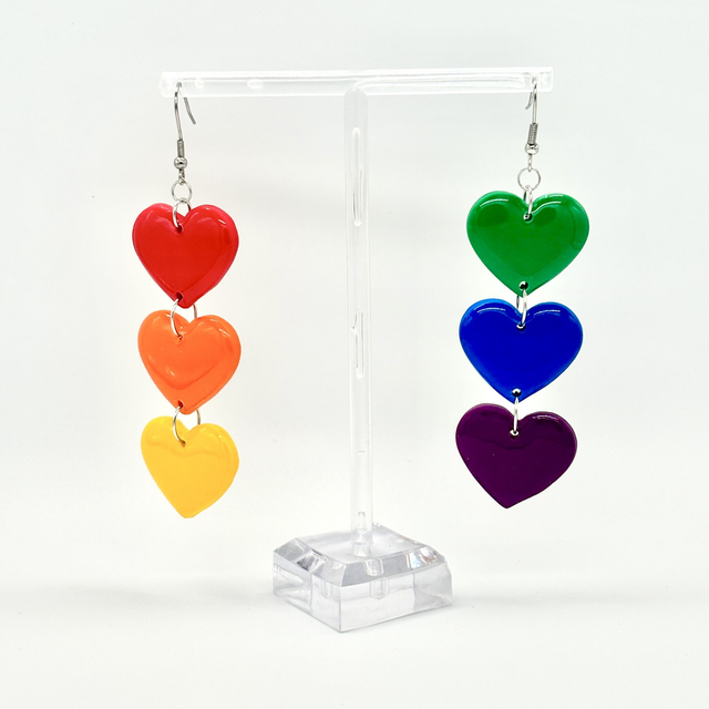LGBT+ Rainbow Dangle Heart Earrings