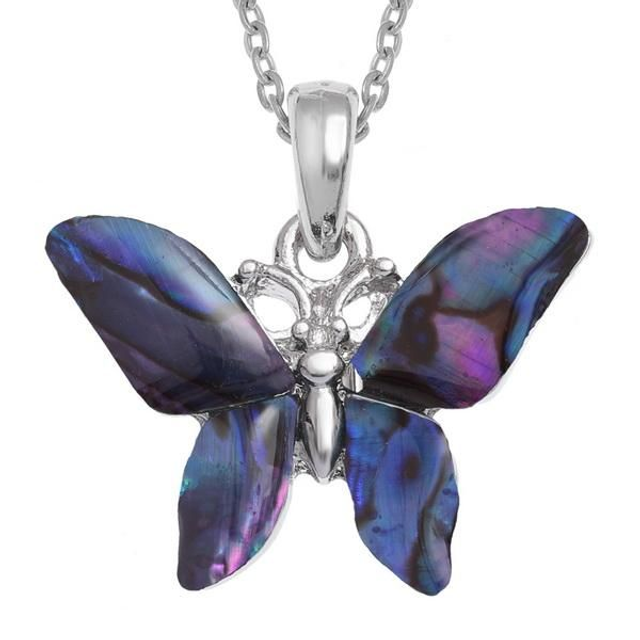 Purple butterfly inlaid Paua (Abalone) Shell Pendant 