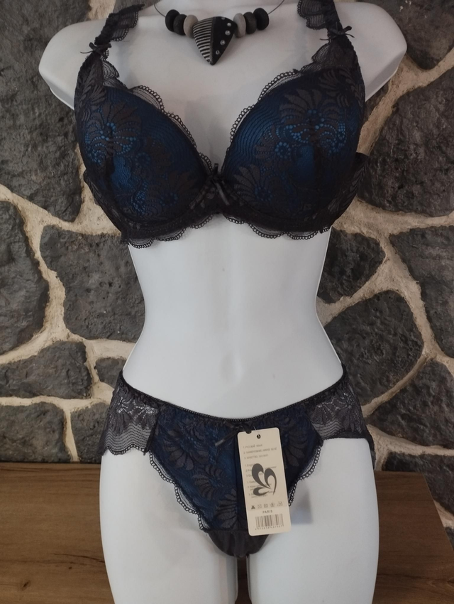 Ensemble bleu royal et gris avec armatures et rembourrage