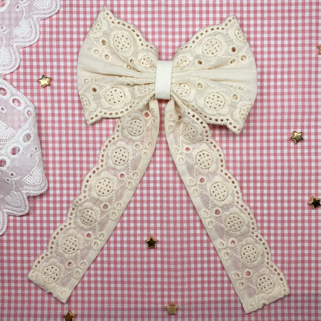 Lace Trim Hair Bow