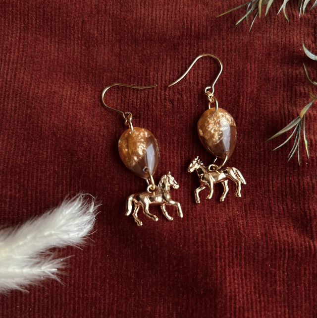 Teardrop Horse Earrings