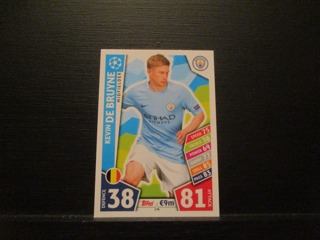 Kevin De Bruyne - UEFA Champions League Match Attax 2017/18 Original Trading Card #174