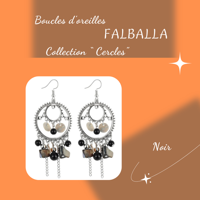 Boucles d&#039;oreilles FALBALLA - Collection Cercles - Noir