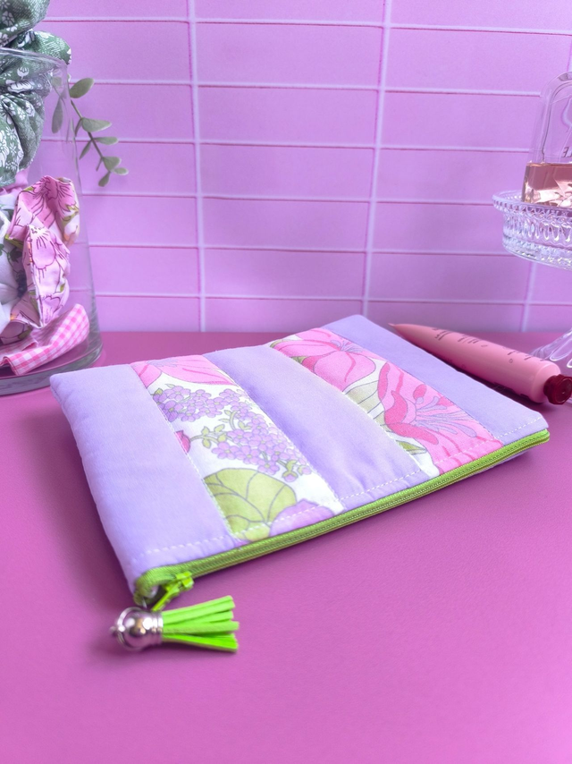 Pochette plate patchwork LILAS