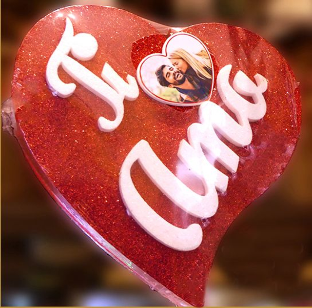 "TI AMO" IN POLISTIROLO FORMA CUORE CON FOTO PERSONALIZZATA