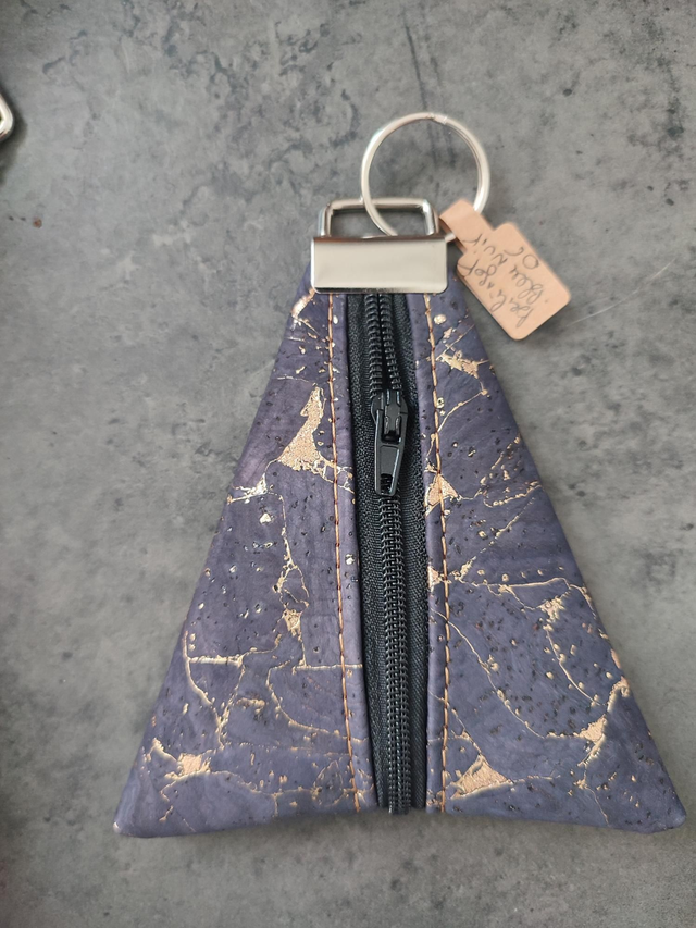 Porte monnaie/clefs berlingot bleu nuit doré 