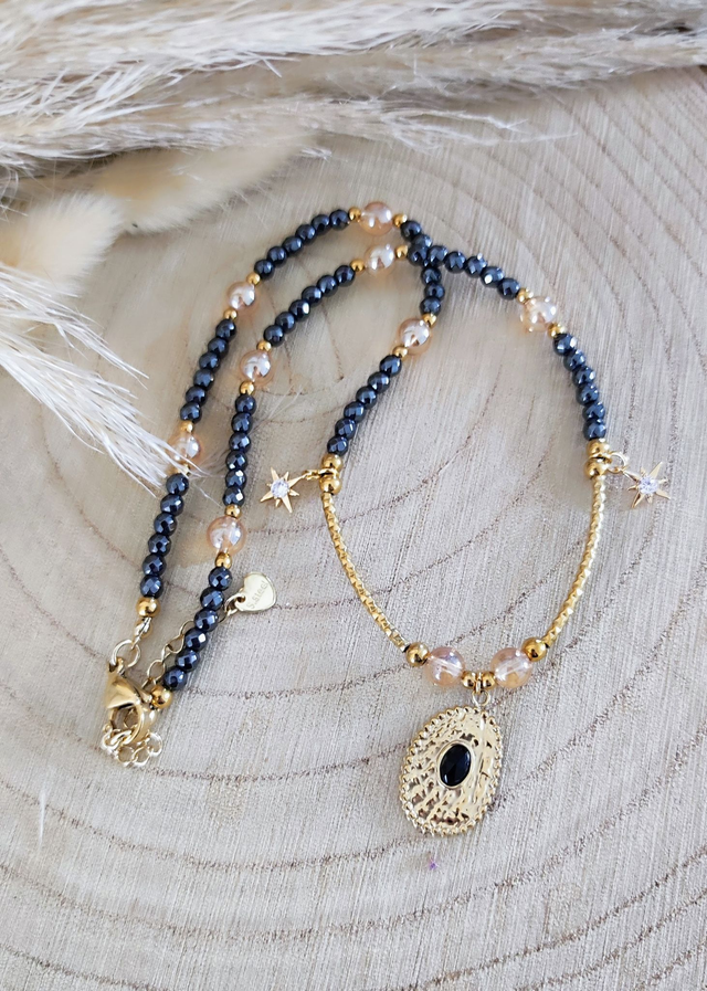 Collier "Confiance en soi" Hématite facettée