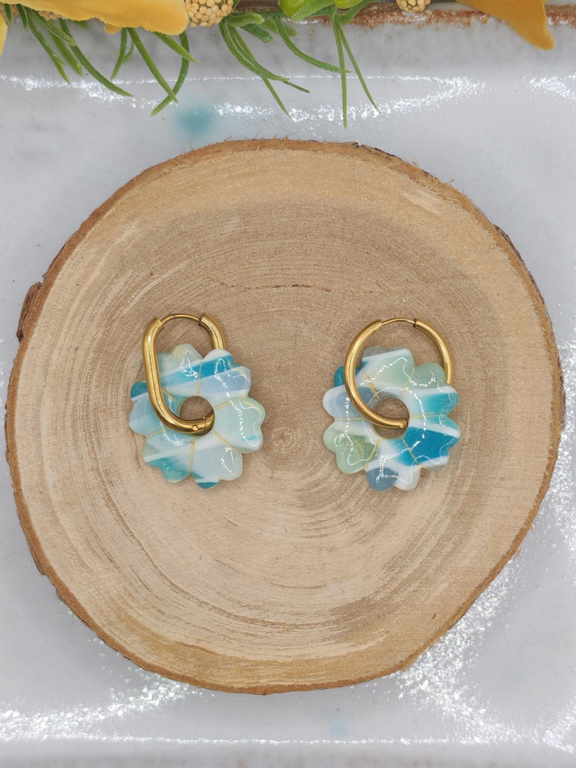 Fleurs Leady effet vitrail bleu 