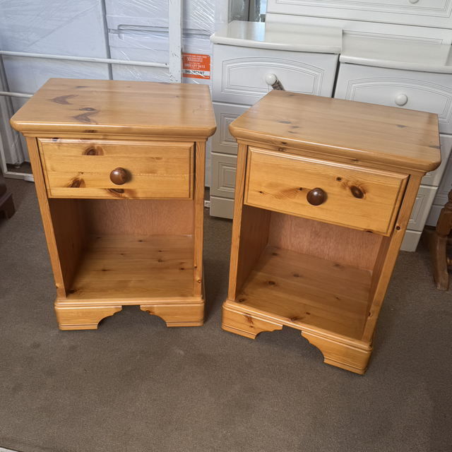 A Pair Of Solid Pine Bedsides