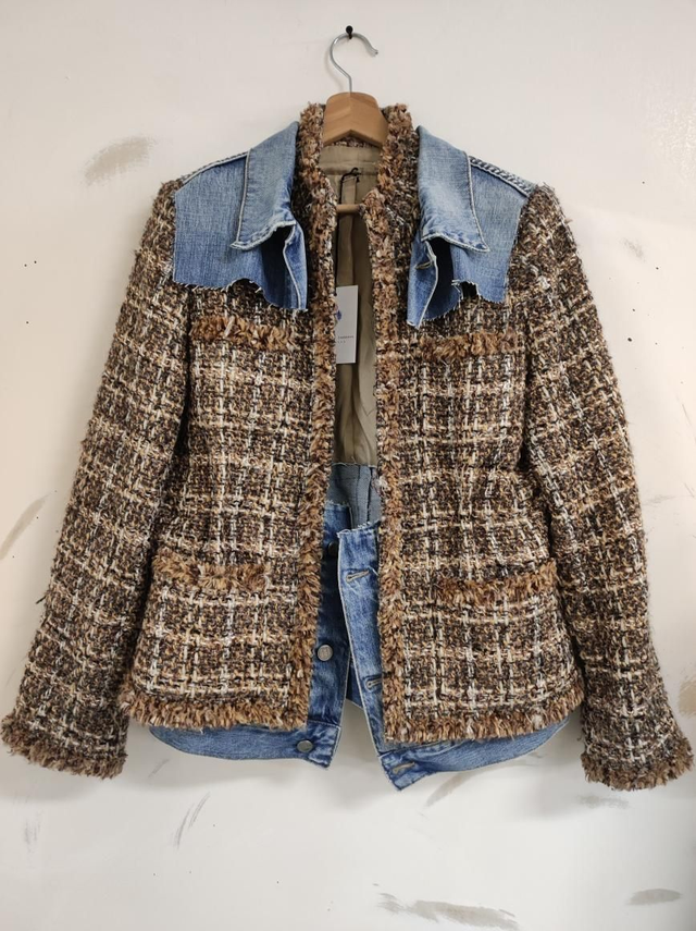 Reworked tweeds jacket with denim 
