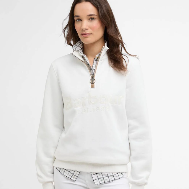 Barbour Cynthia Quarter-Zip Jumper Cloud 