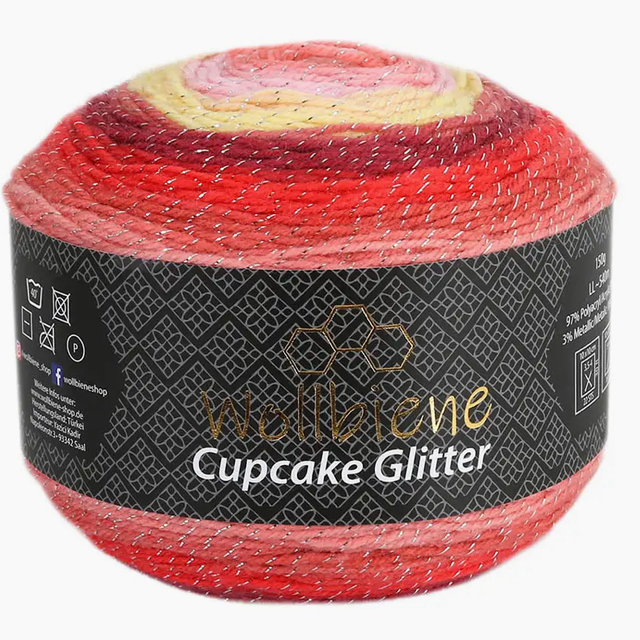 Woolly Bee Cupcake Glitter Gradient Laine à tricoter 150 g