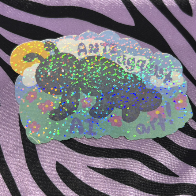 ants against ai art sticker (glittery)